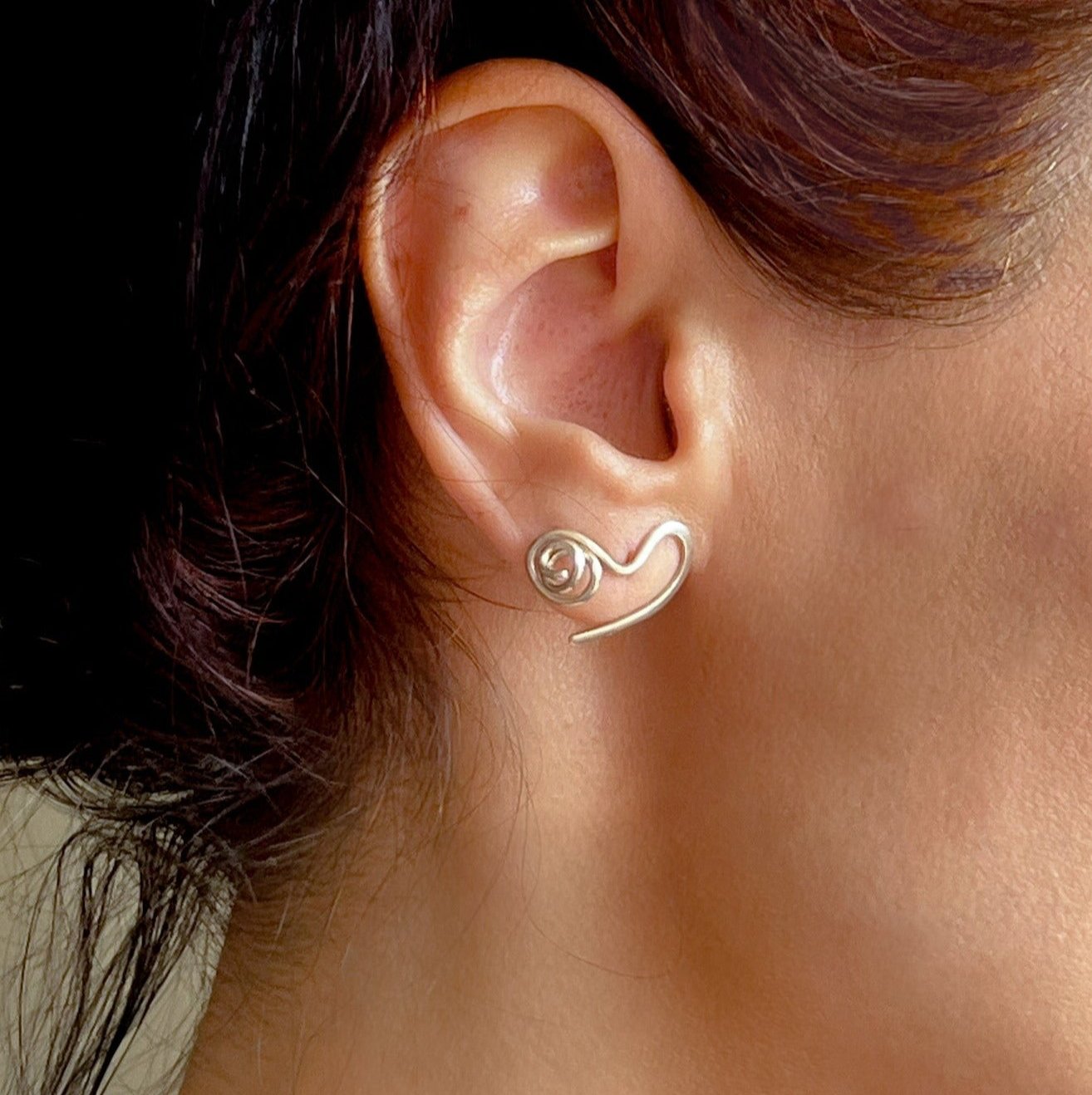 Silver Heart Stud Earrings