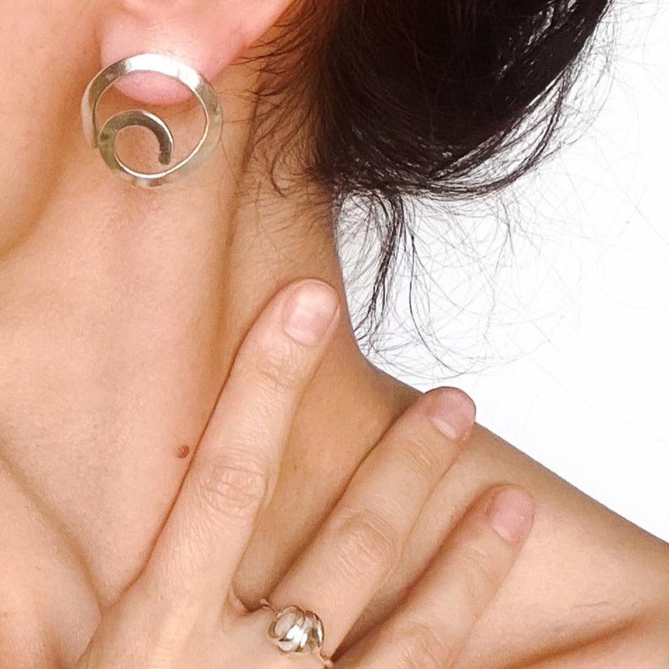 Spiral Shaped Silver Studs
