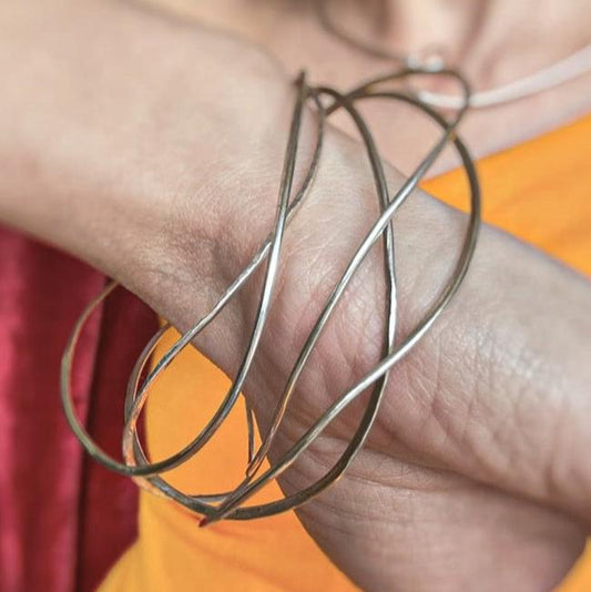 Handmade silver one of a kind silver bangle bracelets