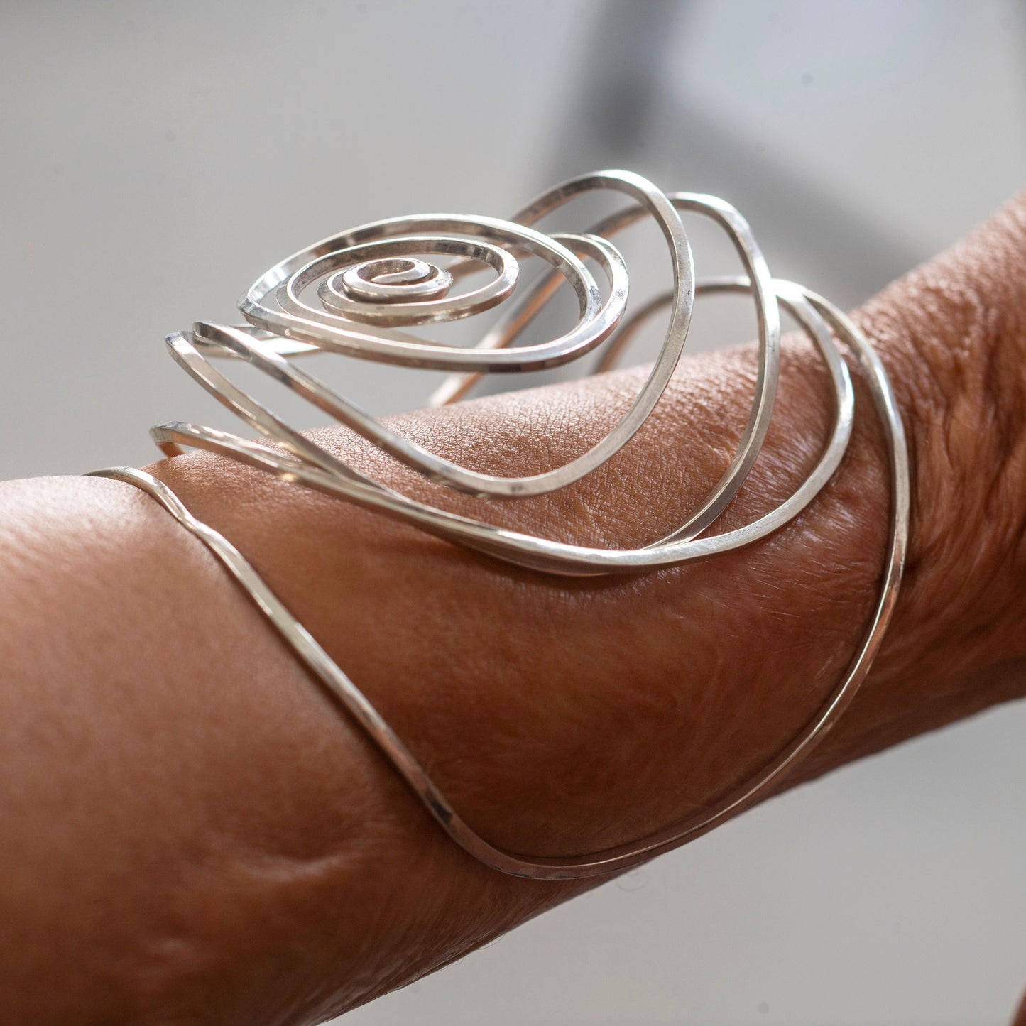 Spiral Silver Cuff and Ring Set