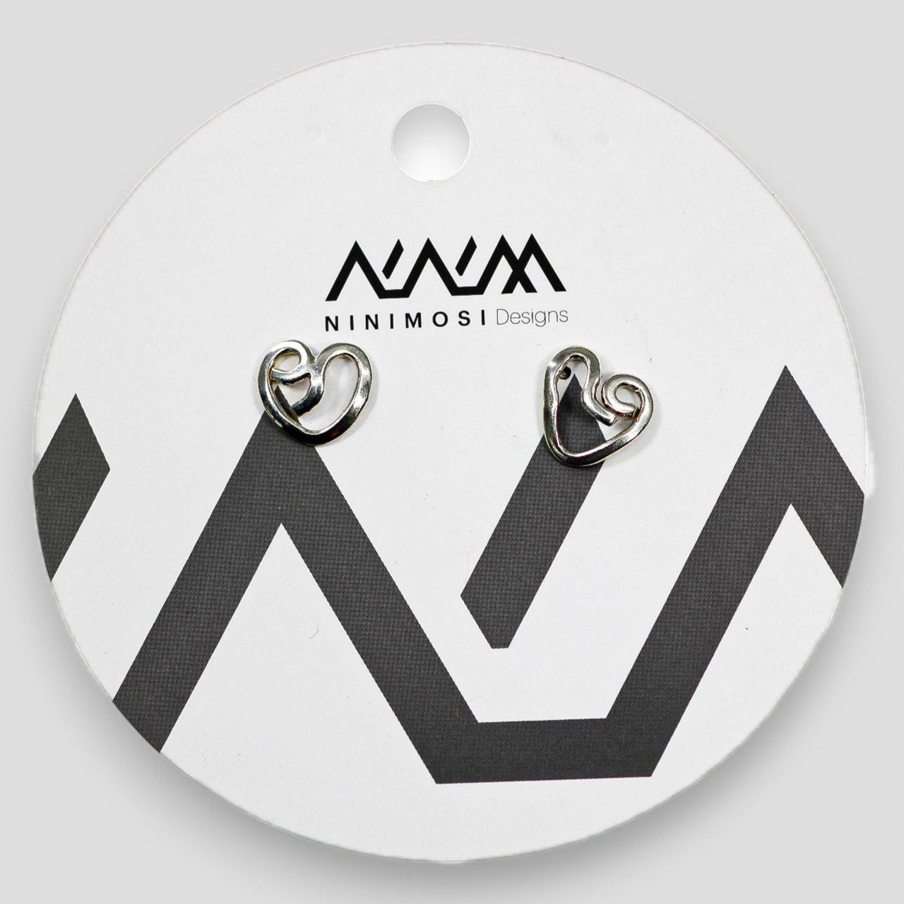 silver stud heart shaped earrings