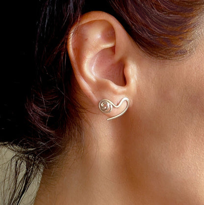 Silver Heart Stud Earrings