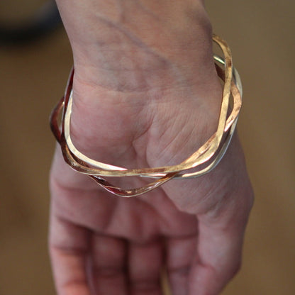 Gold filed Gold and rose gold bangles