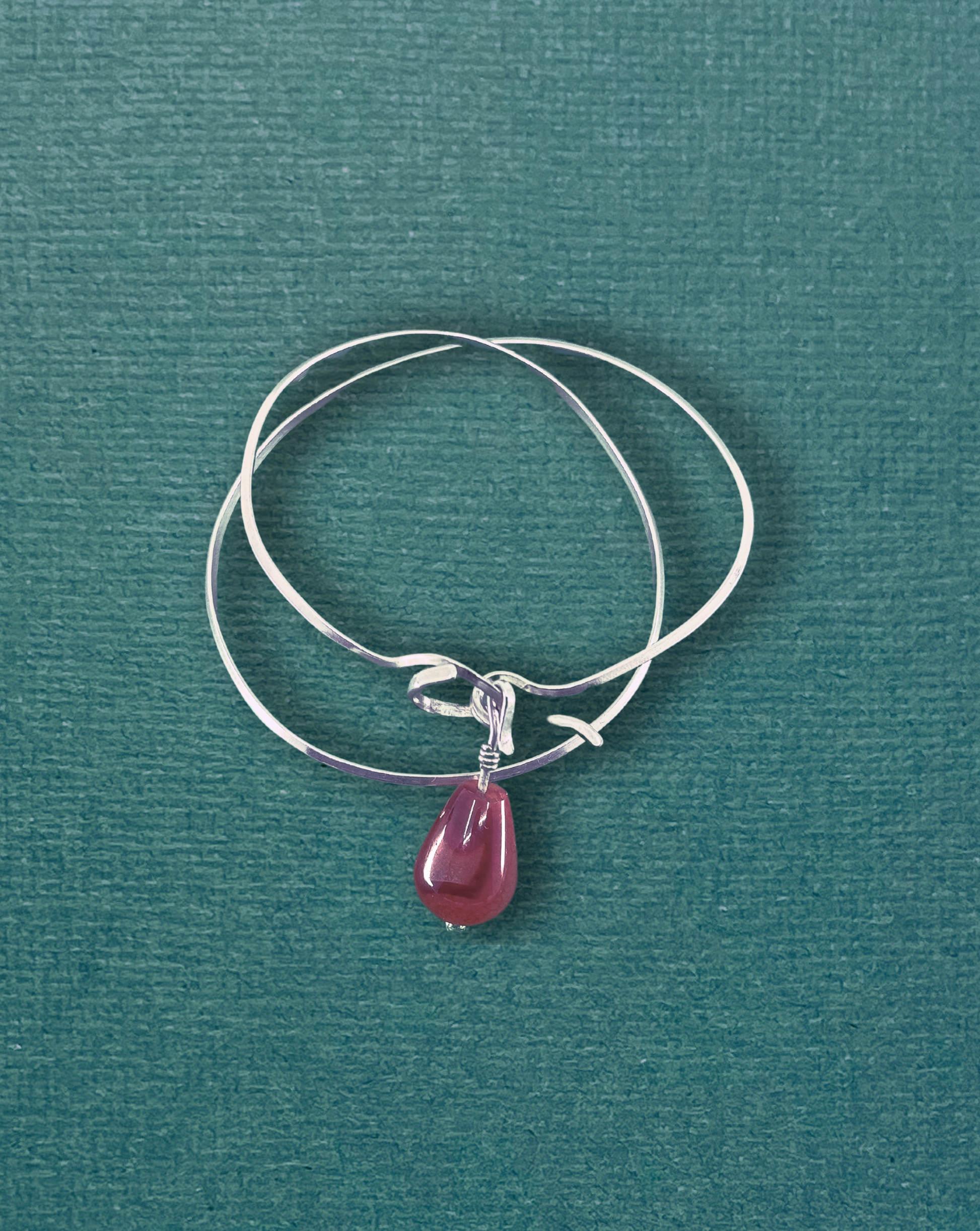 Silver one of a king interesting infinity bangle with detachable beautiful Agate teardrop pendant