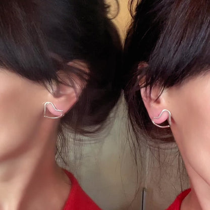 Silver Heart Stud Earrings
