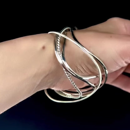 Silver Wave Bangles